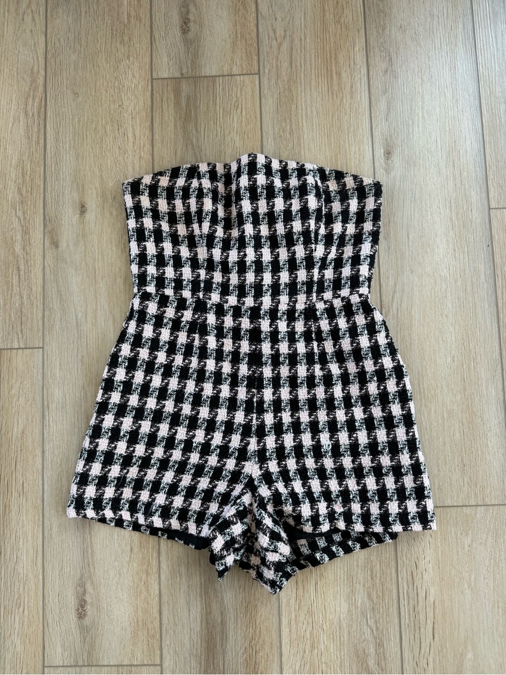 Hutch Black and Pink Tweed Strapless Romper